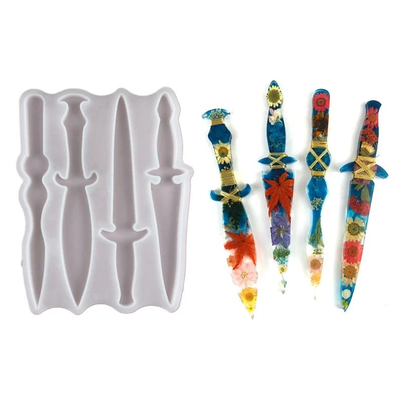 

Knife Resin Mold Different Shape Sword Dagger Silicone Epoxy Mould for Halloween Cosplay Keychain Decoration DIY Casting