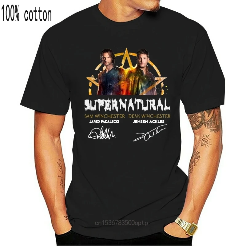 

New Supernatural 15 Years Dean Sam Winchester Signature Black Men S-6XL T-Shirt