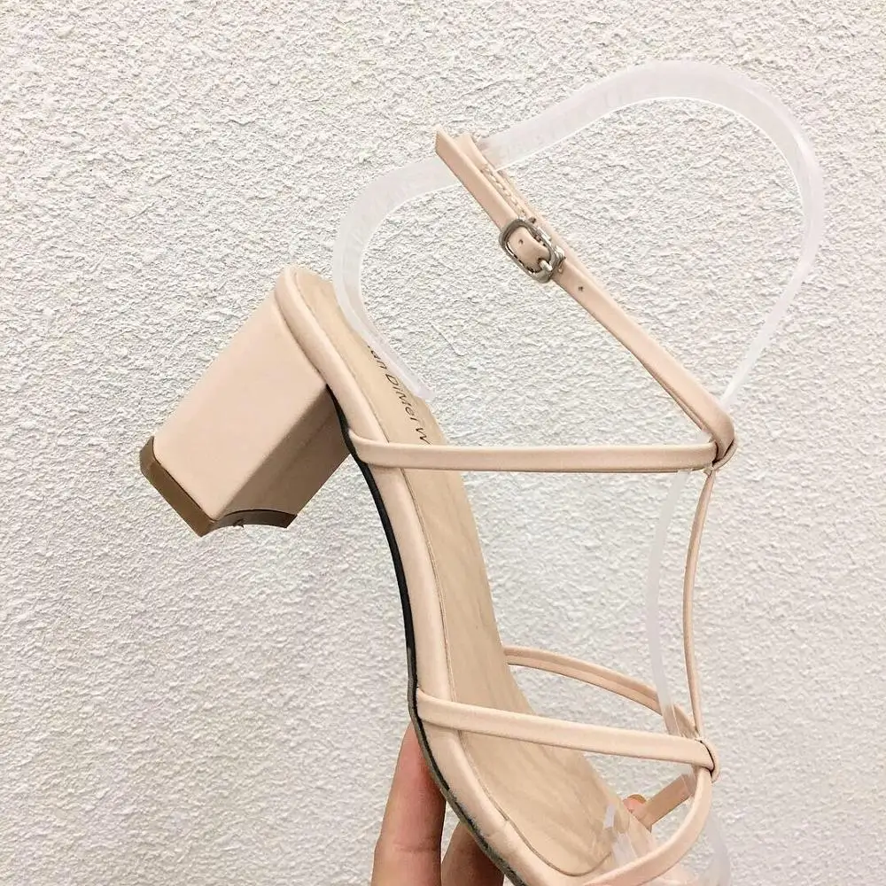 Женские офисные туфли летние сандалии с ремешком на щиколотке пикантные высоком