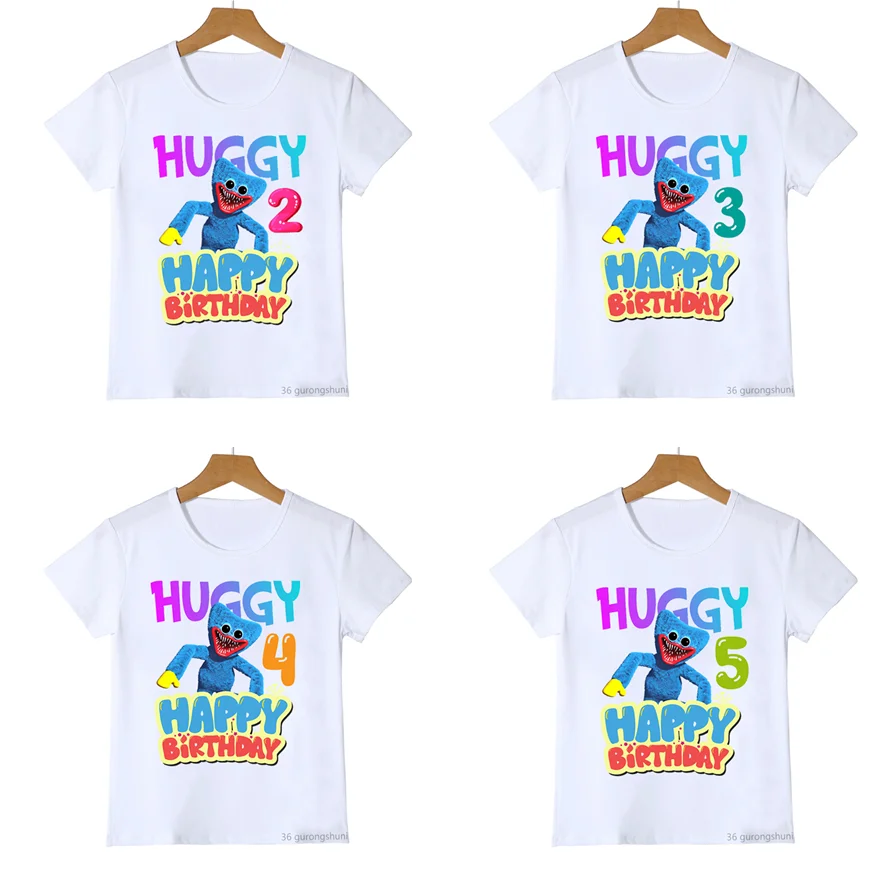 

New Huggy Wuggy Poppy Playtime T Shirt Happy Birthday 2- 10 T-Shirt Print Kids Gift Girl Boy Unisex Tshirt Short Sleeve Tops