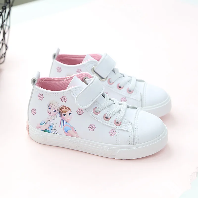 white shoe girl Г., спортивные ботинки для девочек с изображением Анны, туфельки Эльзы, кроссовки для детей, детская обувь на плоской подошве с героями мультфильмов рождественский подарок, обувь для детей - Цвет: white shoe girl