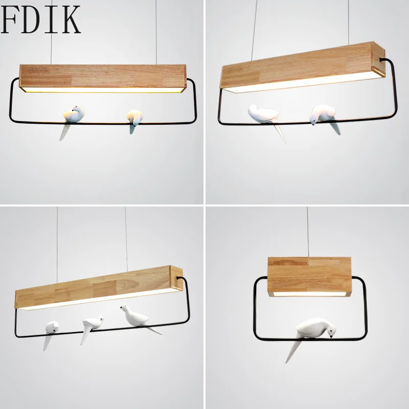 Noridic Wooden Led Pendant Lights Modern Creative Bird Hanglamp for Living/dining Room Kitchen Suspension Fixtures Vintage Lamp | Освещение