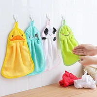 1pc cartoon coral velet towel absorbent cloth hanging dishcloth baby kids washing hand towel kitchen wipe cloth bathroom product
