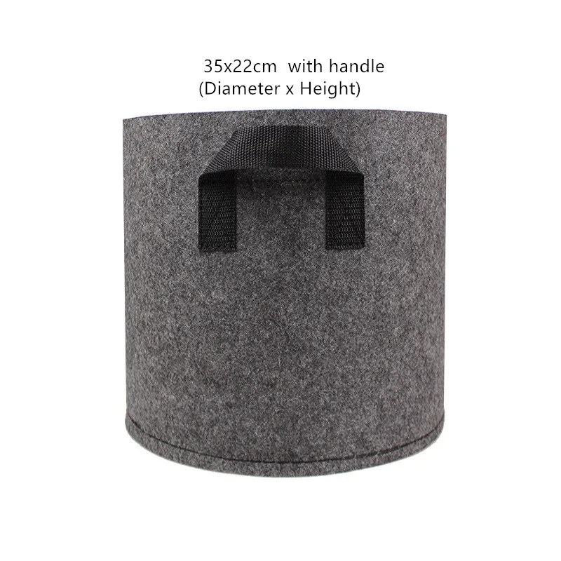 1/2/3/5 Gallon Felt Grey Fabric Plant Grow Bag Garden Planting Bag with Handle Growing Box Vegetable Potato Round Pot Container - Цвет: 25x22cm