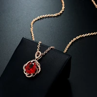 dodo vintage necklaces pendants for women red cubic zirconia pendant bridal wedding accessories neck chain jewelry bijoux femme