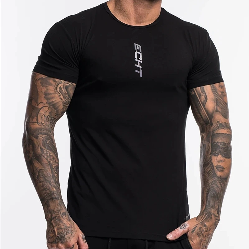 

WZFJM t-shirt Men Gyms Fitness Short sleeve Loose Tee top Male Workout Black tshirt bodybuilding Summer New Cotton Brand Clothes