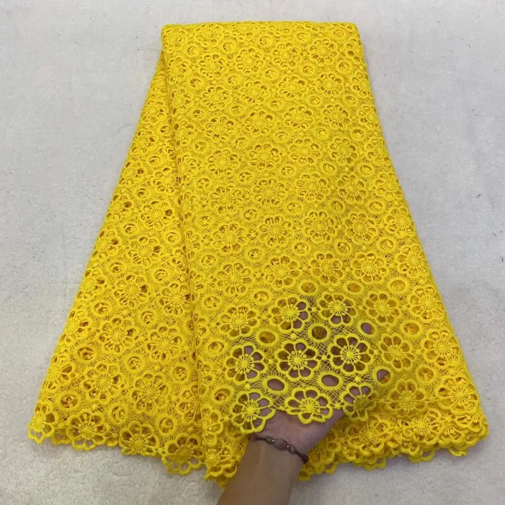 

High quality water solube embroidery fabrics African guipure cord laces 5 yards soft material clothes sewing cord lace fabric