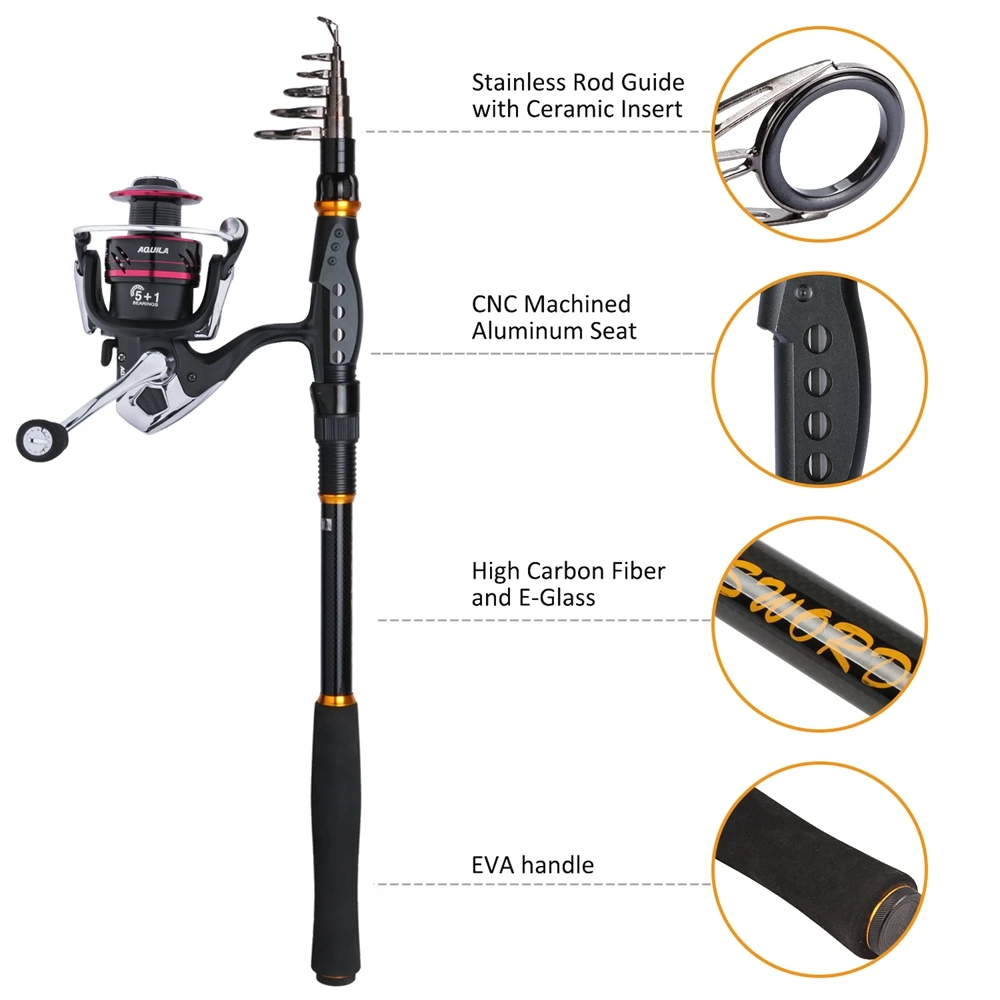 Набор для спиннинга с катушкой и телескопической удочкой|rod kit|rod combotelescopic fishing rod |