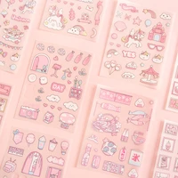 4 sheets set sakura unicorn pink peach kawaii stickers cute stationery sticker bullet journal decoration korean supplies gifts