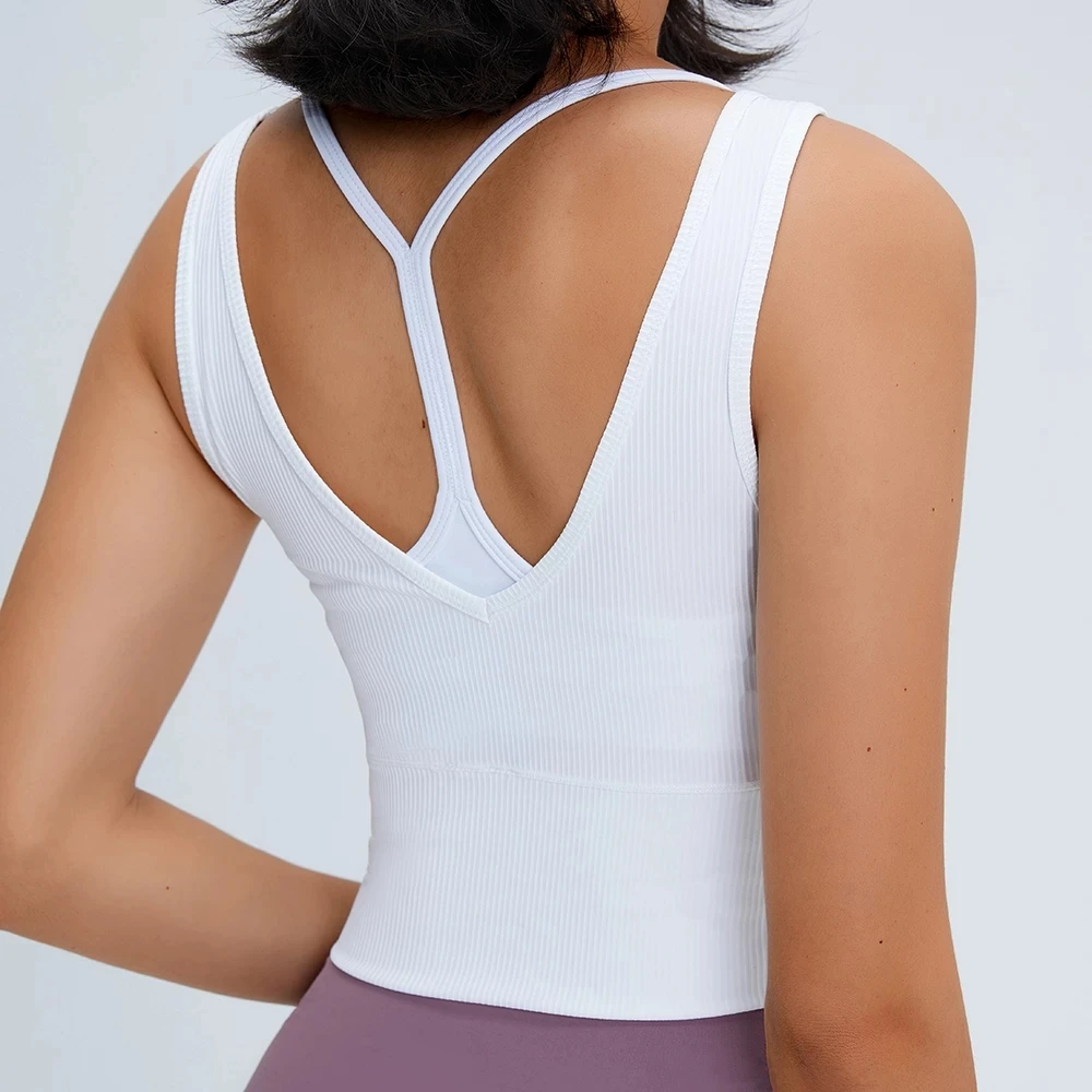 NWT 2023 Ribbed  REVERSIBLE Crop Tops Gym Sport Athletic Vest Women Breathable Back Running Yoga Tank Tops