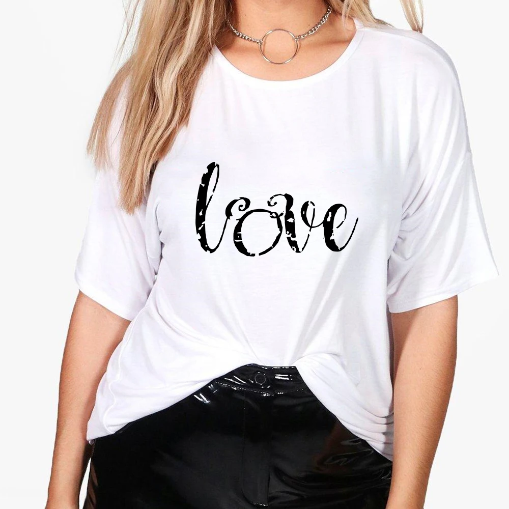 

Women T Shirts Valentines Day Short Sleeve Personalized Harajuku Creative Love Graphic Printed High Quality Women T-shirt