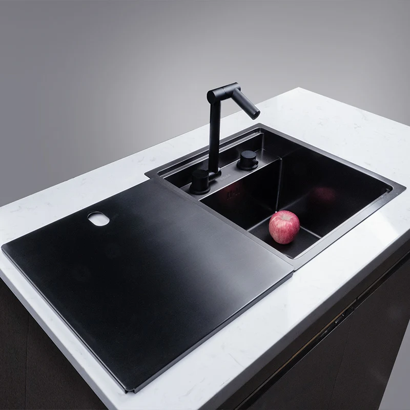 black Hidden Kitchen sink Single bowl Bar Small Size Stainless Steel Balcony Concealed kitchen WF |