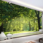 Пользовательские 3D Настенные обои с зеленым деревом, лесом, пейзажем, настенная живопись для гостиной, спальни, фото, настенная живопись, домашний декор, Papier Peint