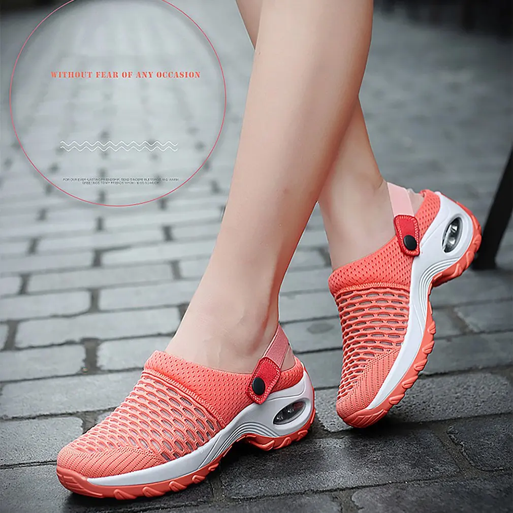 

Сандалии женские на нескользящей подошве, повседневные Босоножки на платформе, дышащие сетчатые тапочки для прогулок, 2021