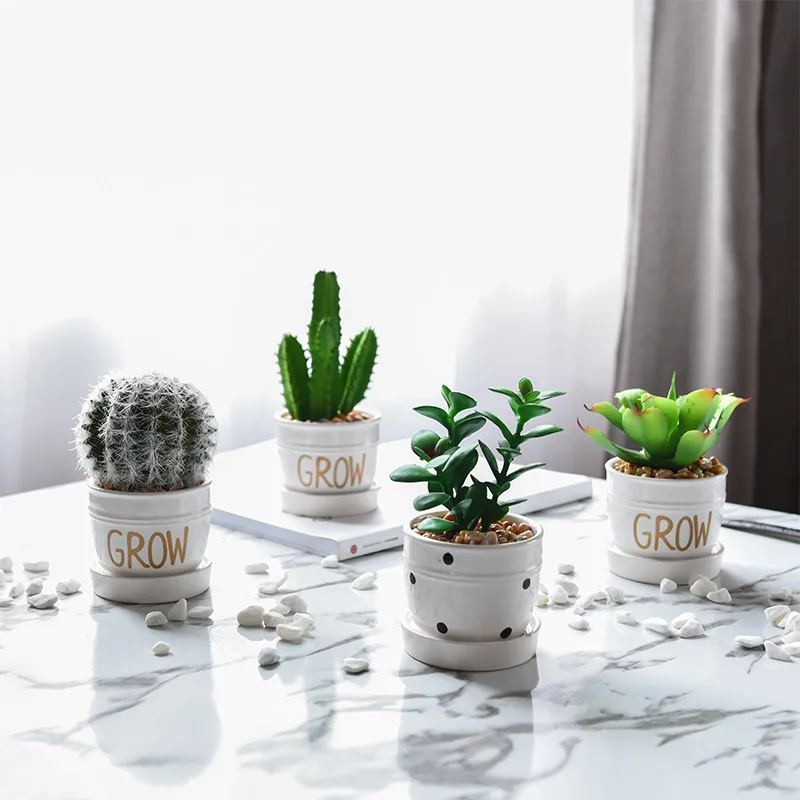 Кактус бонсай Искусственные суккуленты растения в горшке поддельные цветы