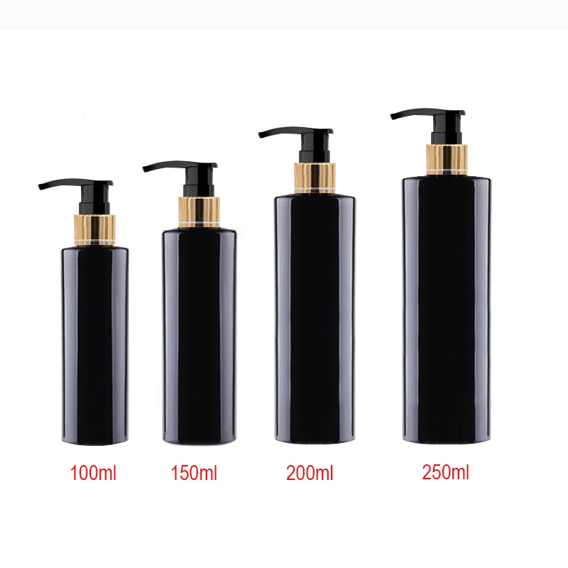 

100ml 150ml 200ml 250ml Empty black Bottles Liquid Soap Pump Container For Personal Care Lotion,gold Pump Cosmetic Containers