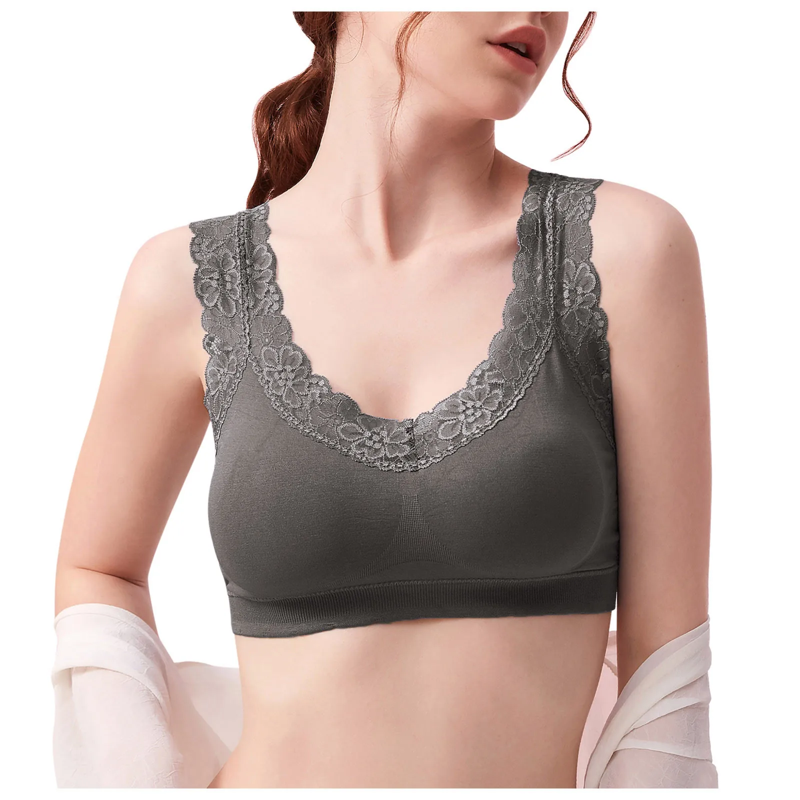 

Кружевной Однотонный женский корсет, спортивное бесшовное нижнее белье для девушек с глубоким вырезом, гладкое бесшовное дышащее женское н...