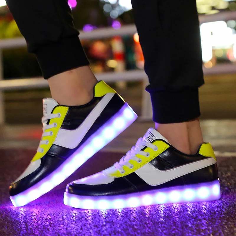 Large Size Children Casual Shoes With Lights USB Charge Luminous Sneakers for Kids Boys Glowing Led Shoes Girls Lighted Shoes - Цвет: 920-Black