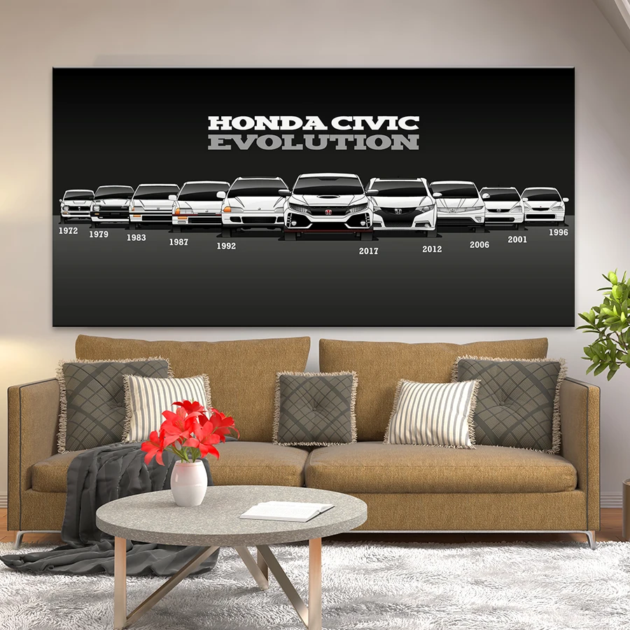 Wall Art Modular Picture 1 pieces Posters Canvas HD Printed Retro Honda CIVIC Car Painting Modern Home Decoration Living Room