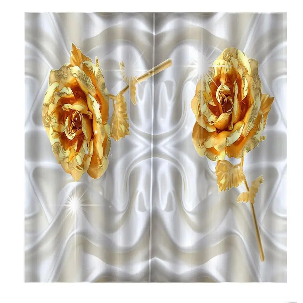 Роскошные Пользовательские 3D шторы золотые розы для гостиной спальни офиса