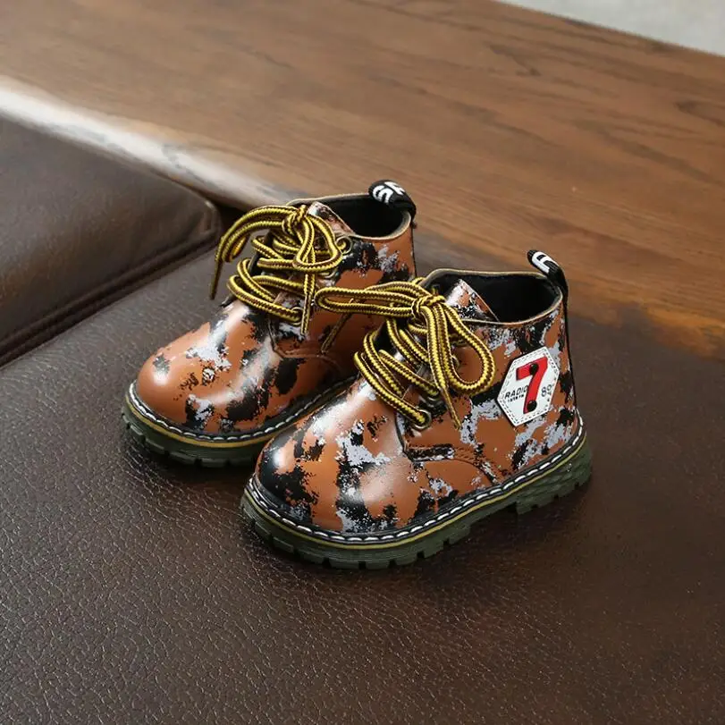 Новые осенние ботинки Martin для мальчиков Новая модная брендовая детская кожаная