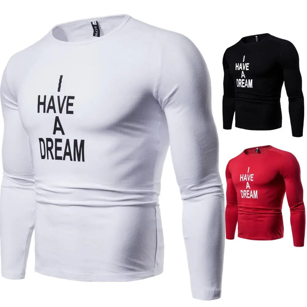 Новые мужские футболки с длинным рукавом из чистого хлопка Повседневная