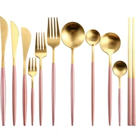 pink gold western tableware steak knife stainless steel fork coffee spoon teaspoon steel home cutlery set dinner dinnerware set