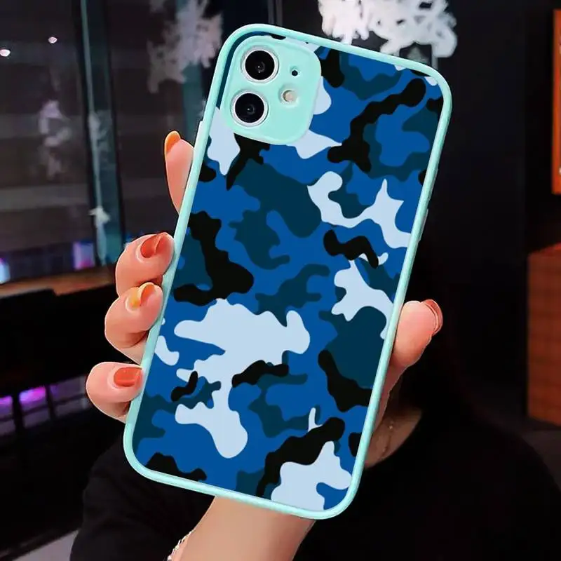 

military Phone Case Clear Funda matte transparent For blue iPhone 7 8 x xs xr 11 12 pro plus max mini