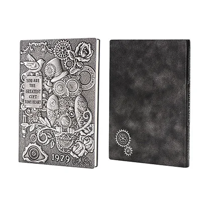 Silver relief A5, винтажный 3D блокнот с тиснением для путешественников, дневник,, креативный кожаный блокнот, подарок, Библейский блокнот, ручная работа, школа планирования, офис - Цвет: Silver relief