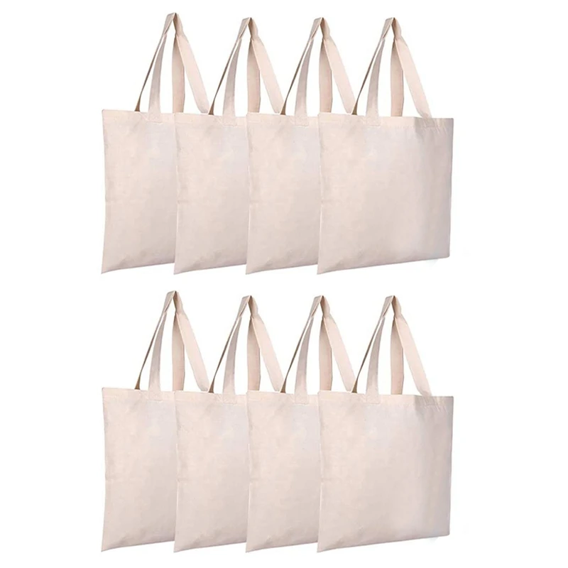 

Холщовая Сумка-тоут, ручная работа и украшение, многоразовая моющаяся сумка для покупок, продуктовая сумка, 8 шт.