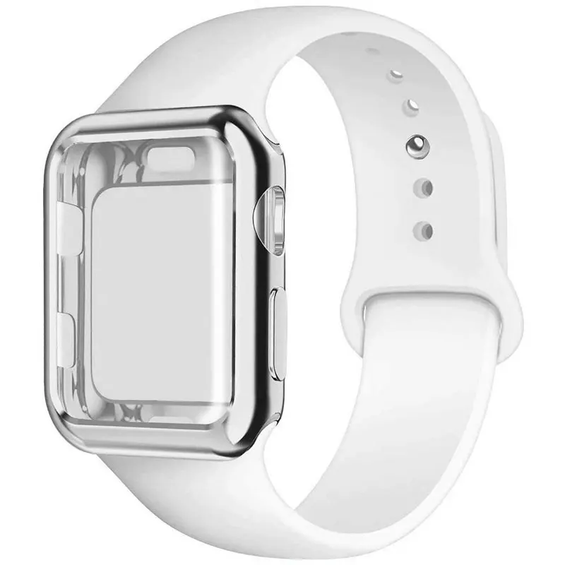 White Силиконовый спортивный ремешок для часов, чехол для Apple Watch 5, 4, 3, 2, 1, 38 мм, 42 мм, ремешок для часов iwatch 40 мм, 44 мм, силиконовый браслет - Цвет ремешка: White