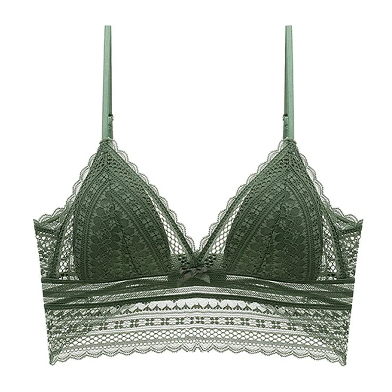 

2021 Sexy Backless Bra Lace Deep U Low Back Bralette Thin Cup Brassiere Halter Soft Elastic Underwear no steel ring
