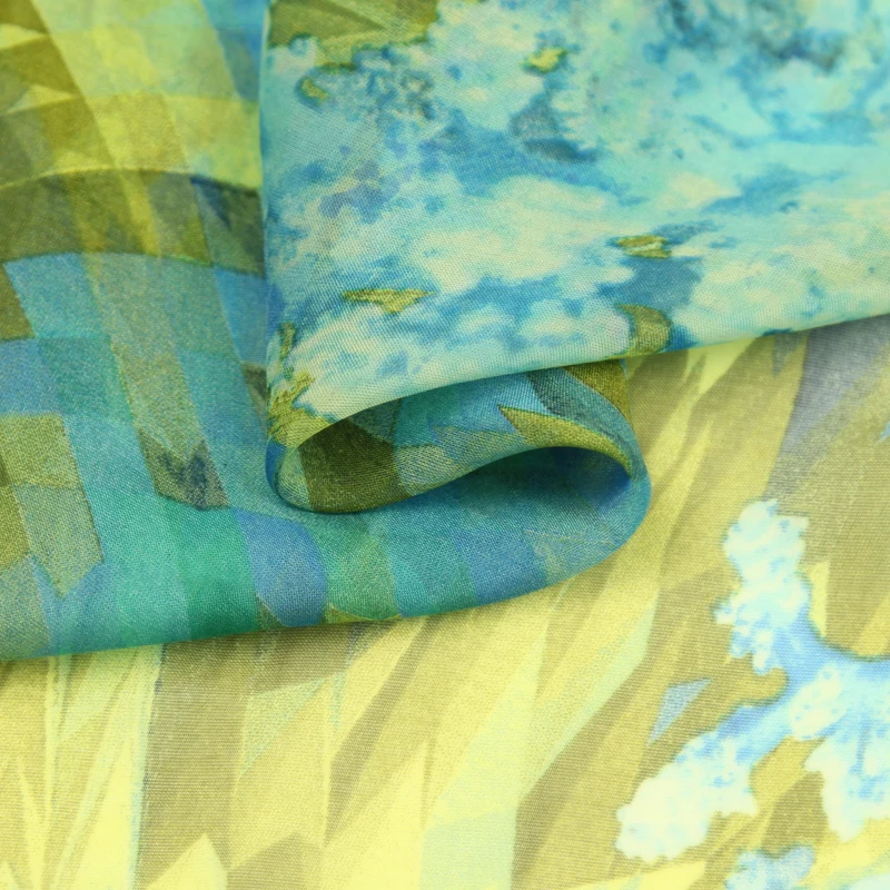 Перо и абстрактный принт 100% шелк шифон ткань чистый SCF114 | Дом сад