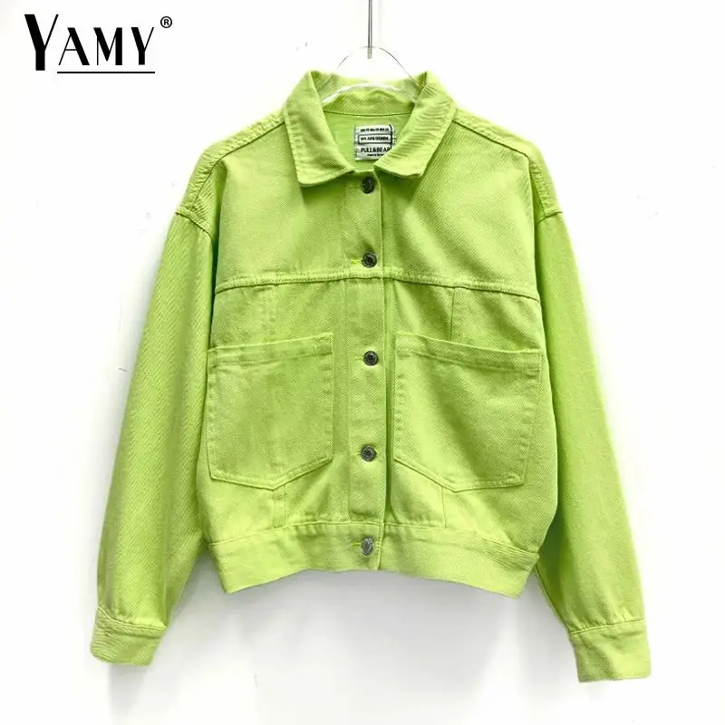 Vinatge джинсовая куртка Женская harajuku синяя уличная зеленая Куртка розовая ветровка