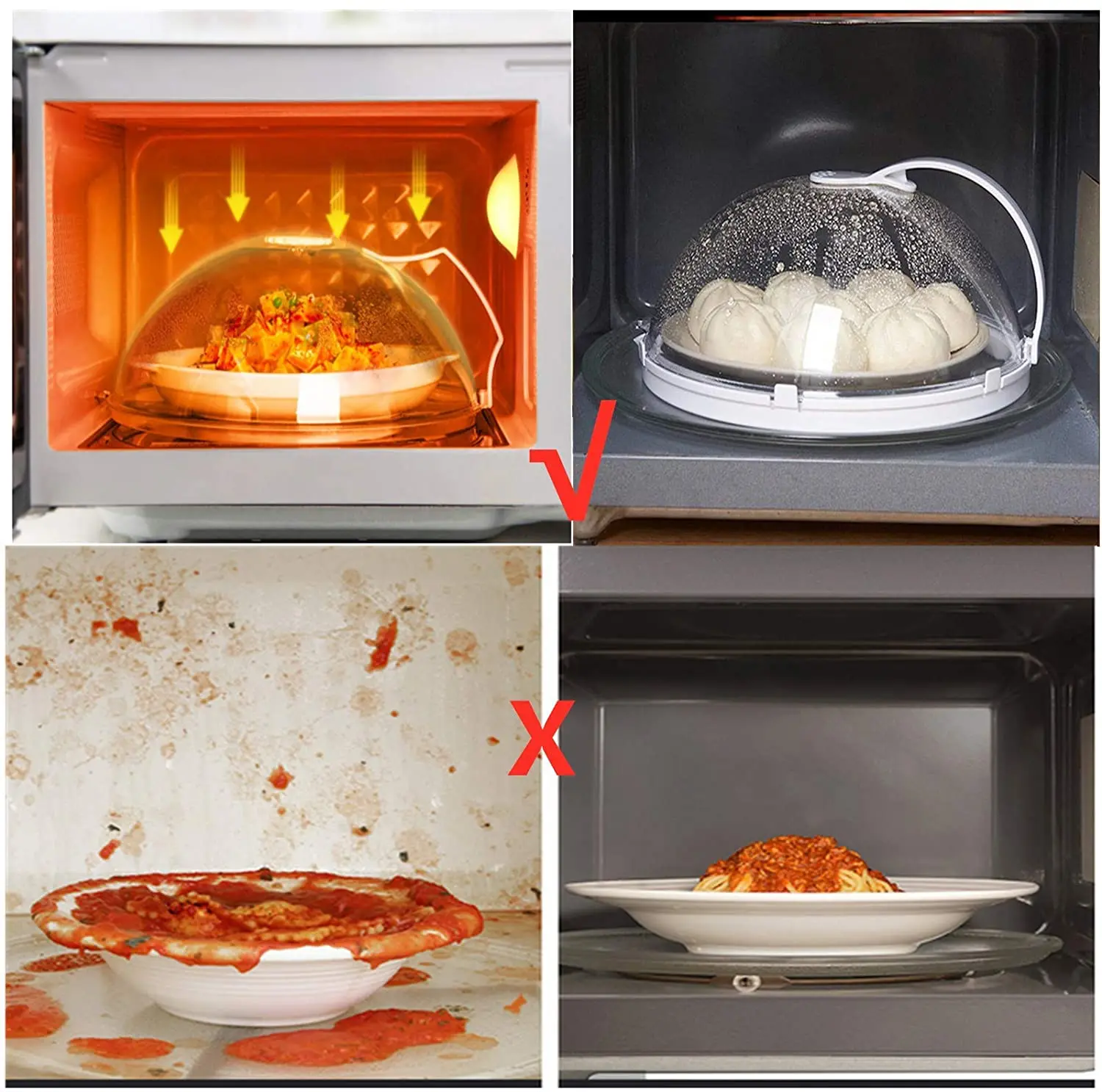 

Household Microwave Oven Splash Cover Food Microwave Oven Cover BPA-Free Microwave Cover Adjustable Steam Vent Splash Cap