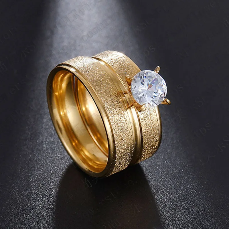 Visisap из титановой стали для мужчин и женщин пары кольцо 8 мм инкрустированные