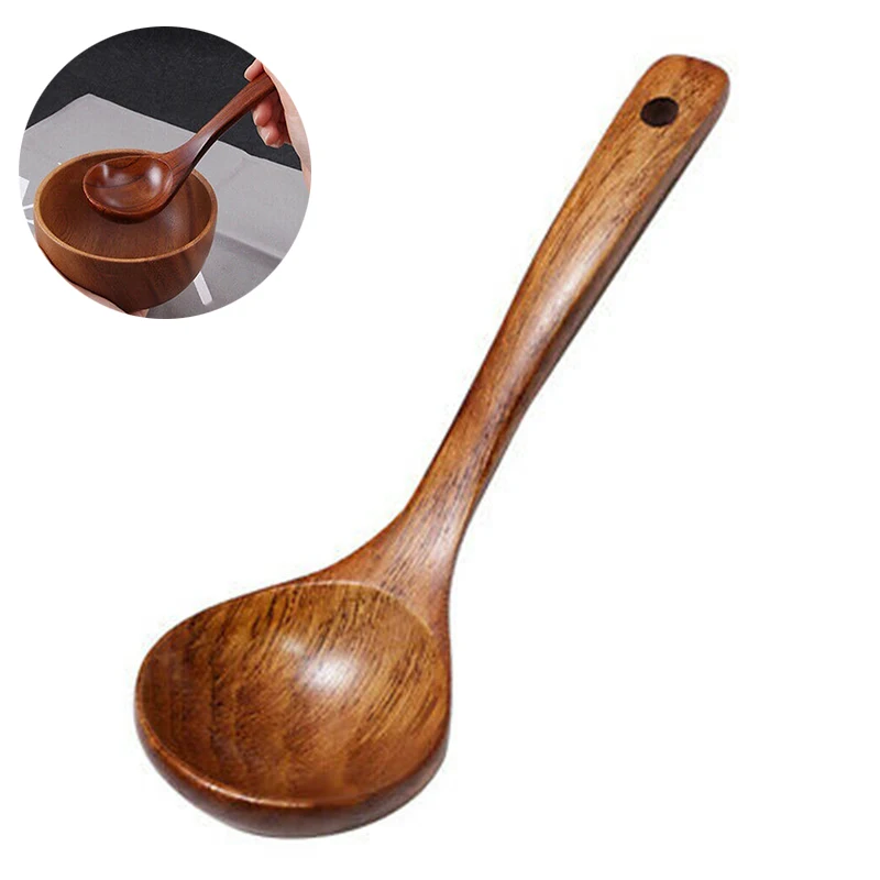 

Dessert Rice Teaspoon Long Handle Kitchen Wooden Soup New Spoon Cooking Utensil