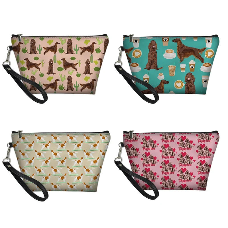 Cartoon Irish Setter Dog  Female Cosmetic Storage Pouch Lovely Puppy Makeup Case Women's Neceser Toiletry Organizer фото