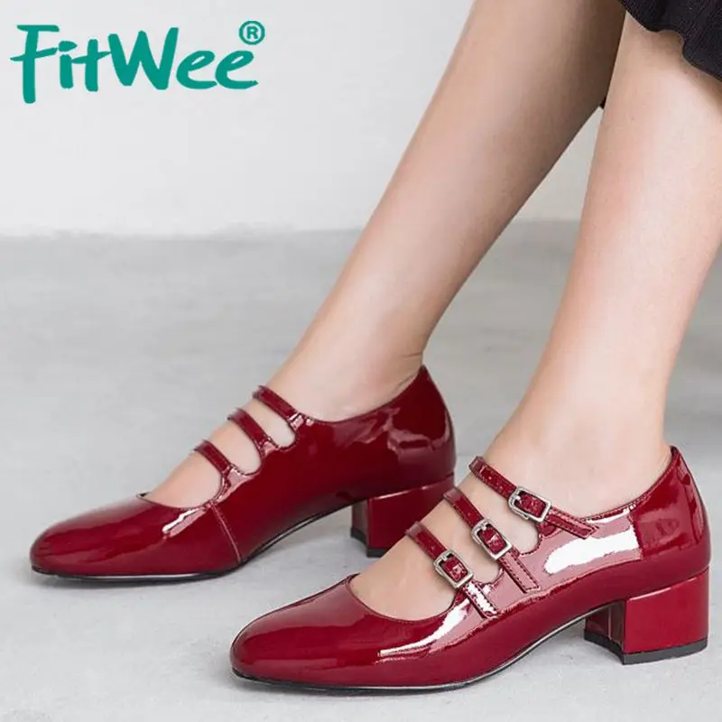 Женские туфли-лодочки из натуральной кожи FITWEE однотонные Клубные Туфли с круглым