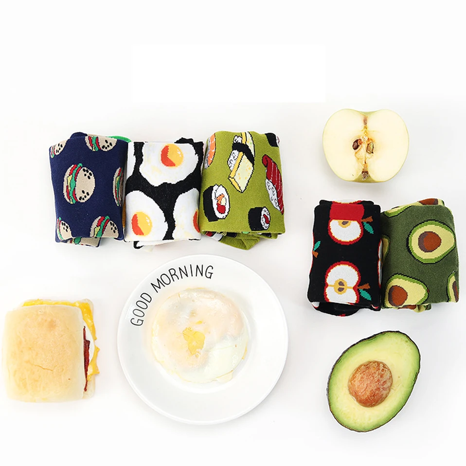 Носки для омлета авокадо бургеров яблок фруктов пищевых продуктов короткие