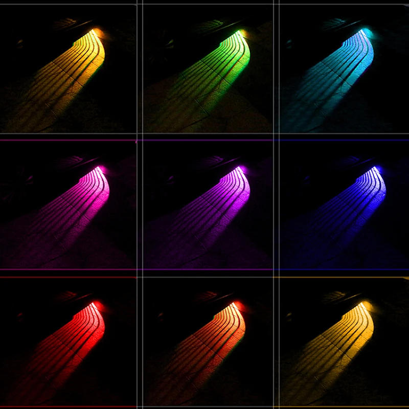 Niscarda, 2 шт., RGB, ангельские крылья, светодиодный, автомобильный, добро пожаловать, светильник, для двери, вежливость, проектор, призрак, тень, декоративная лампа, белый, красный, синий, зеленый