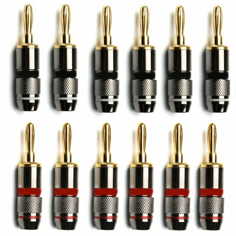 

New Hot 12Pcs Copper Banana Plug Speaker Adapter 24K Gold Plated Connector