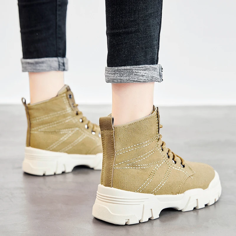 Женские ботинки повседневные ботильоны на низком каблуке дышащая легкая зимняя