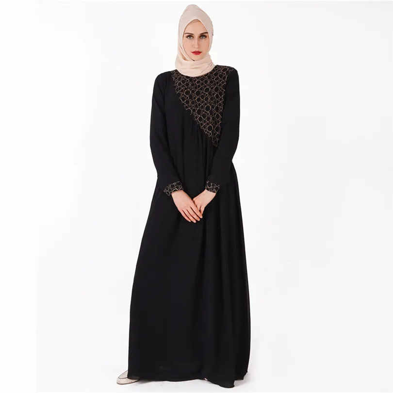 Взрослая двухслойная шифоновая Абая Дубай мусульманское кружевное платье исламские турецкие платья с