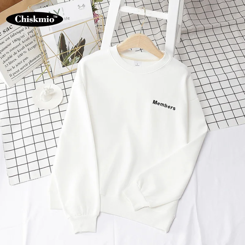 

Chiskmio Sweatshirt Women Tops Cotton Warm Long-sleeved Pullover Letter Print Casual Sweatshirt Winter Clothing Women Harajuku