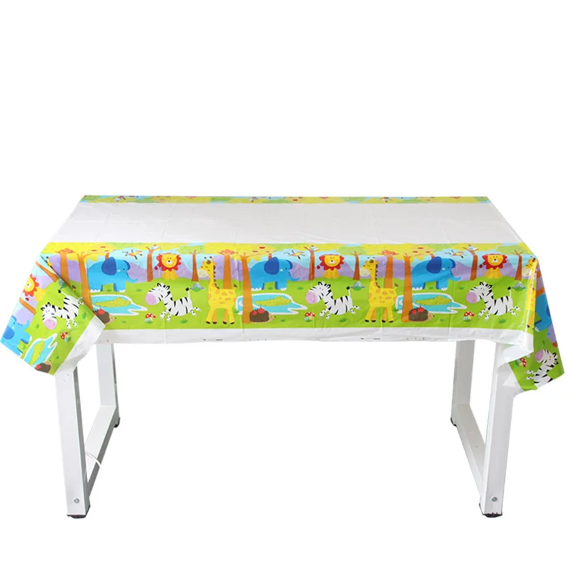 table cover 1pc Милые животные вечерние скатерти салфетки под чашки коробка конфет Лев джунглей вечерние флаги посуда для детского дня рождения вечерние поставки - Цвет: table cover 1pc