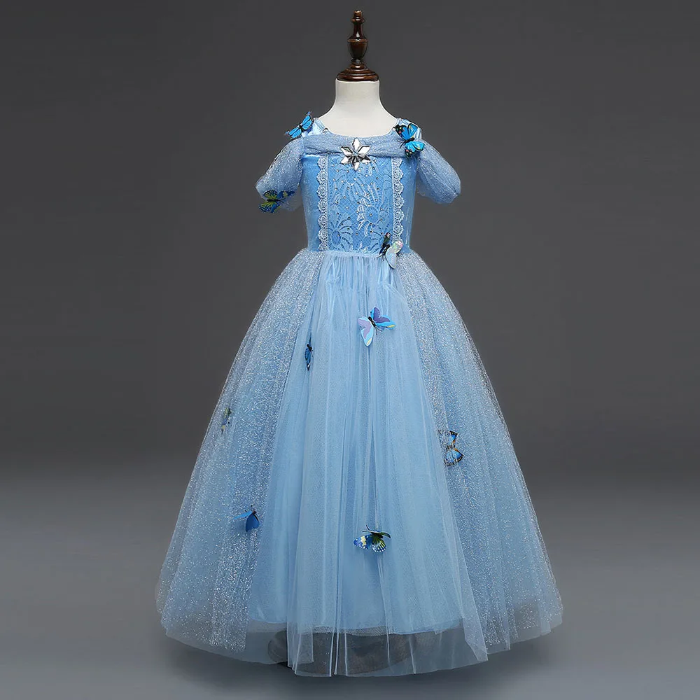 

Short Sleeve Girls Halloween Cinderella Cosplay Costume Kids Girl Ball Gown Princess Dress For Birthday Party Fancy Dress