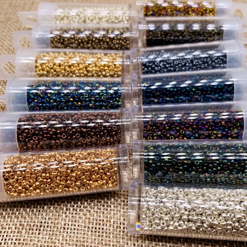 2mm Miyuki Round Beads 11/0 Metalic Gold Silver Bohochic Beaded Bling Jewelry 10g/Pipe About 1100pieces Garments Sewing | Дом и сад