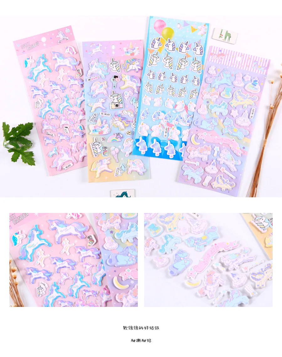 1 компл./лот Kawaii канцелярские наклейки s Единорог пена Наклейка декоративная Мобильная Наклейка s Скрапбукинг DIY ремесло стикер