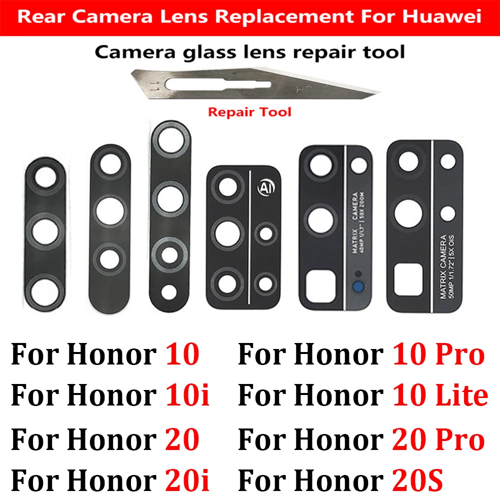 

Original Rear Back Camera Glass Lens Cover With Glue Adhesive Sticker For Huawei Honor 9X V30 20i 20 10 10i 20i 20S 30S 30 Pro